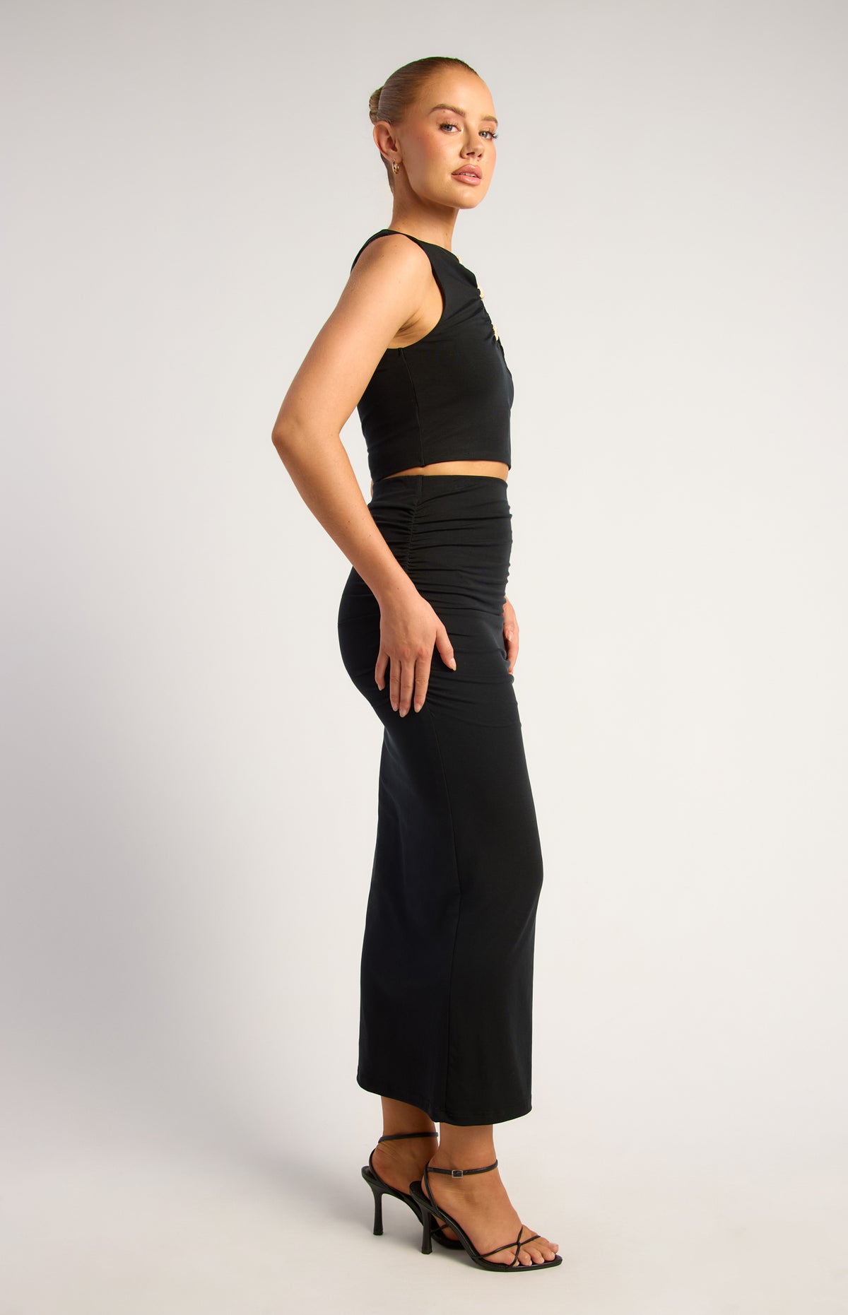 Darcy Top & Midi Skirt Set - Black