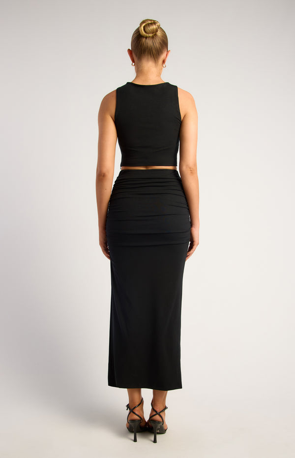 Darcy Top & Midi Skirt Set - Black