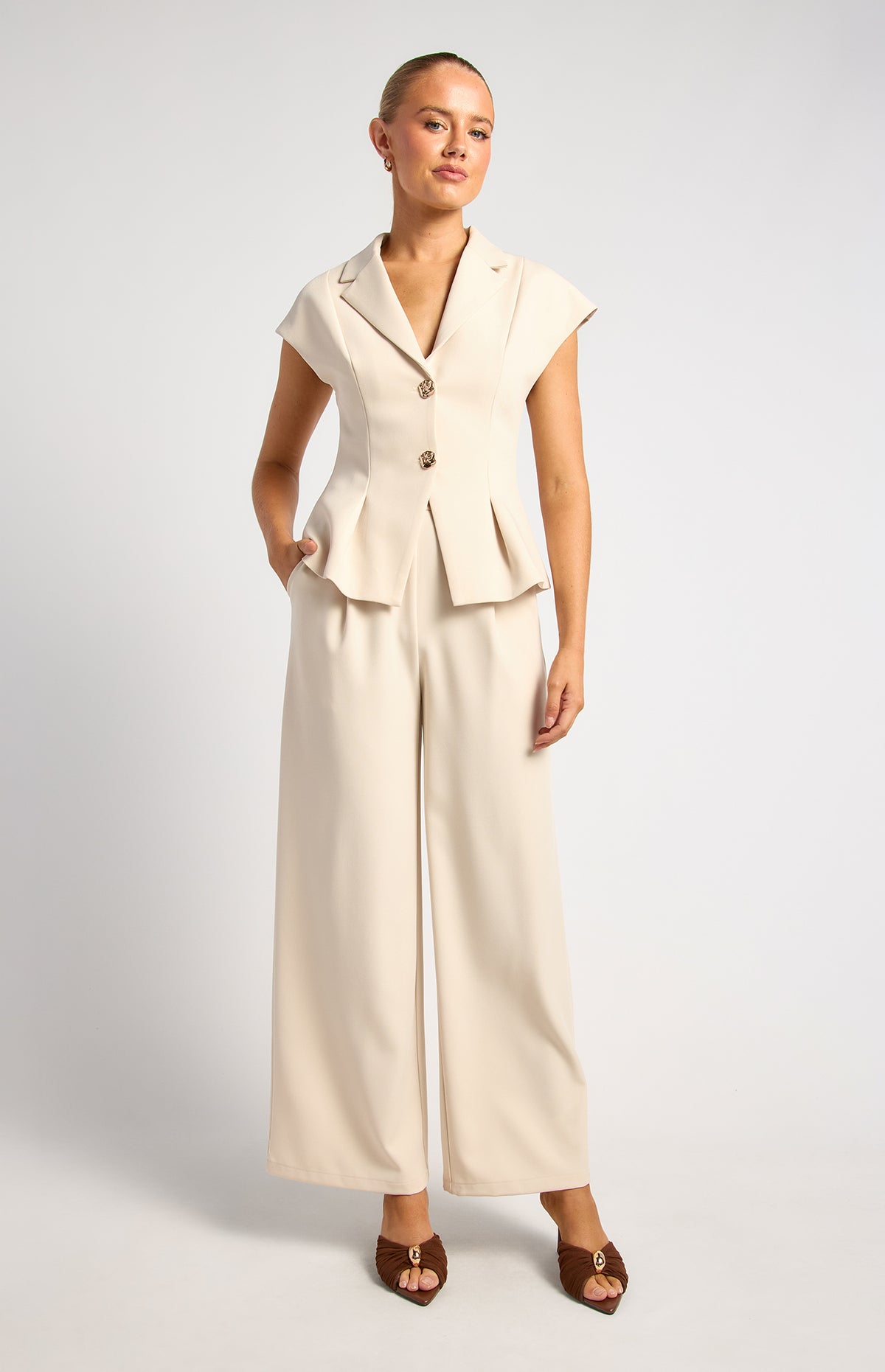 Ambie Top & Pants Set - Oyster