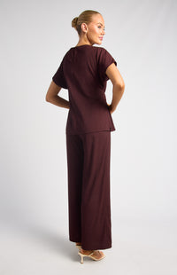 Anika Top & Pants Set - Cherry Chocolate
