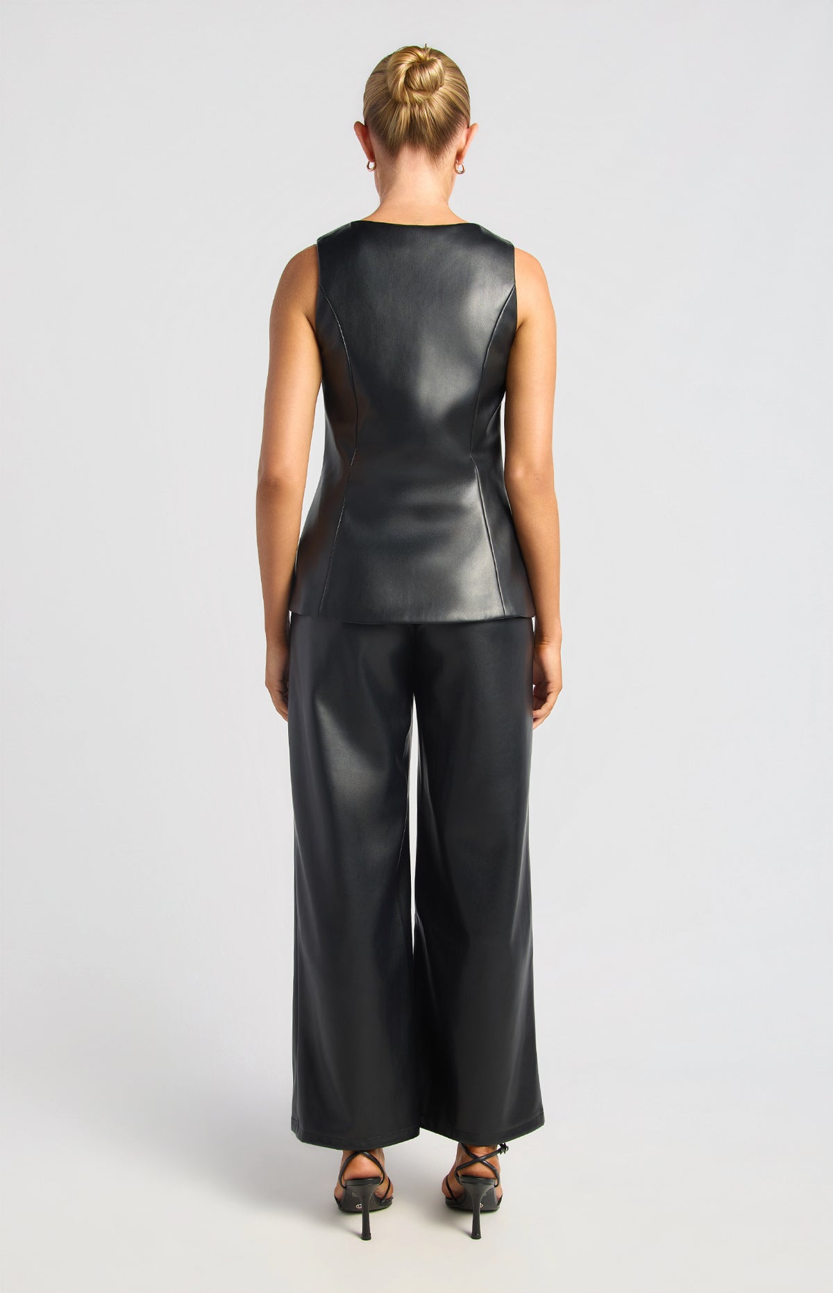 Scotty Faux Leather Vest & Pants Set - Black