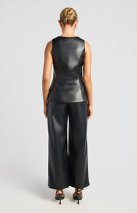 Scotty Faux Leather Vest & Pants Set - Black