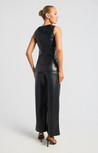 Scotty Faux Leather Vest & Pants Set - Black