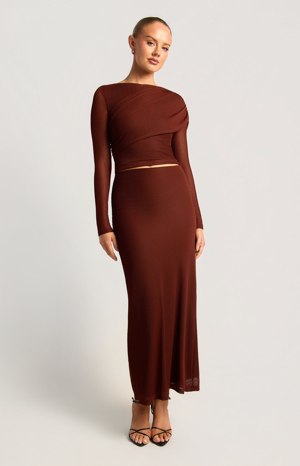 Helga Top & Skirt Mesh Set - Amber