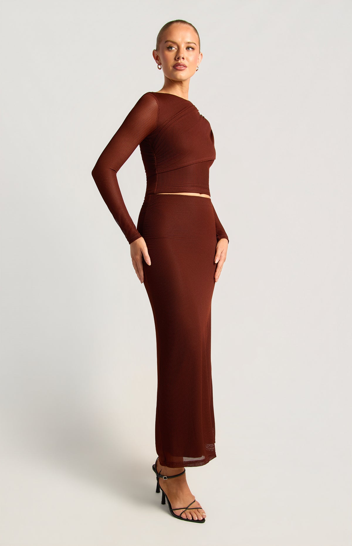 Helga Top & Skirt Mesh Set - Amber