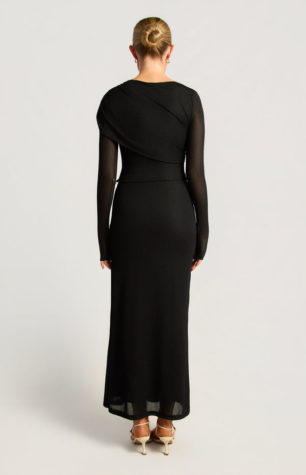 Helga Top & Skirt Mesh Set - Black