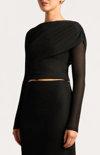 Helga Top & Skirt Mesh Set - Black