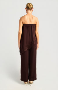 Orion Strapless Top & Pants Set - Espresso