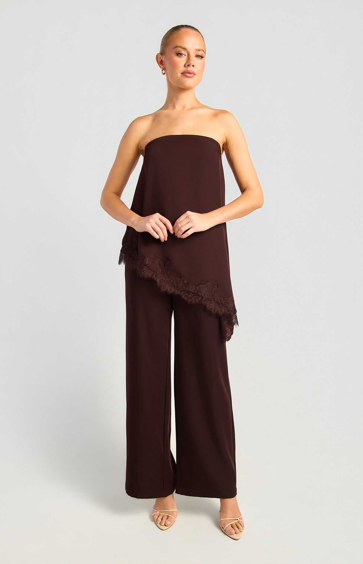 Orion Strapless Top & Pants Set - Espresso