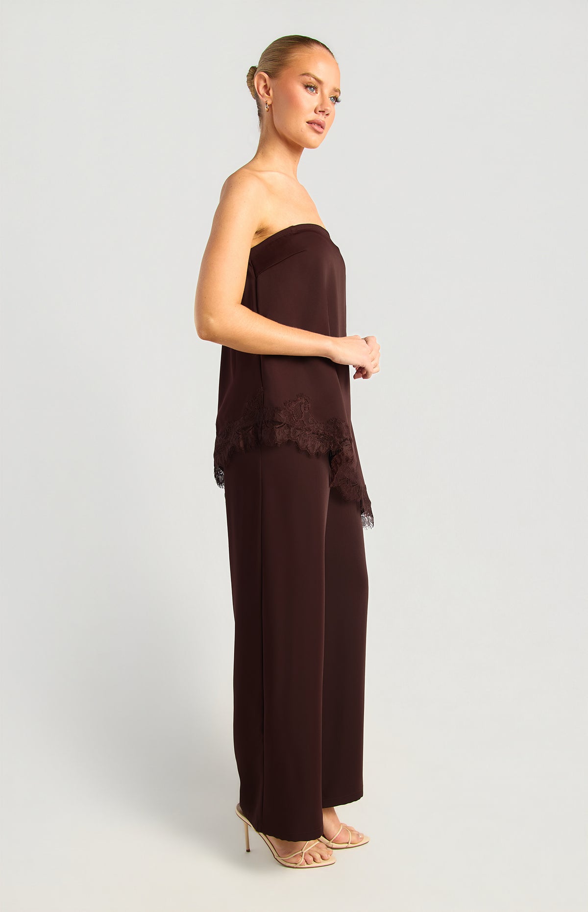 Orion Strapless Top & Pants Set - Espresso