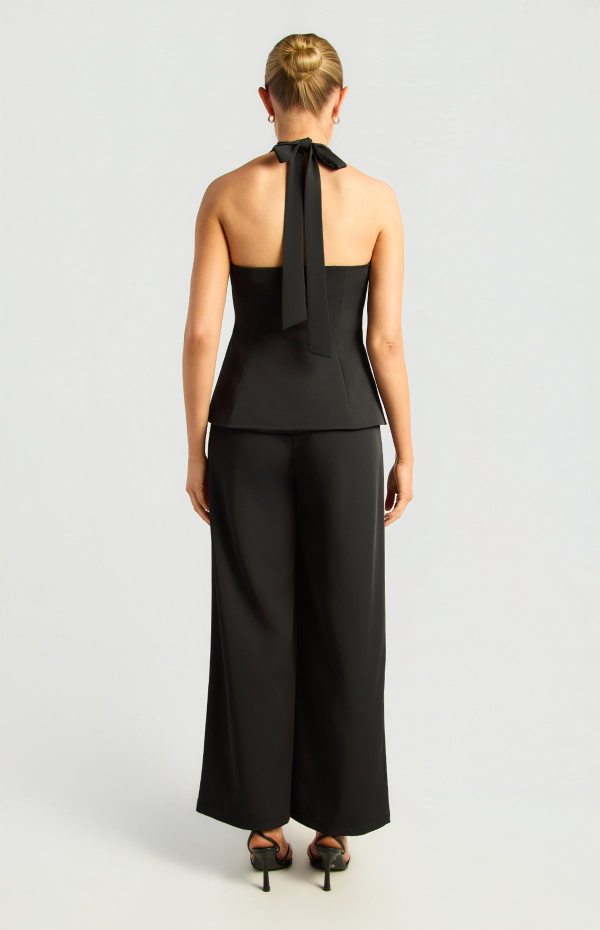 Jessy Halter Vest Top & Pants Set - Black