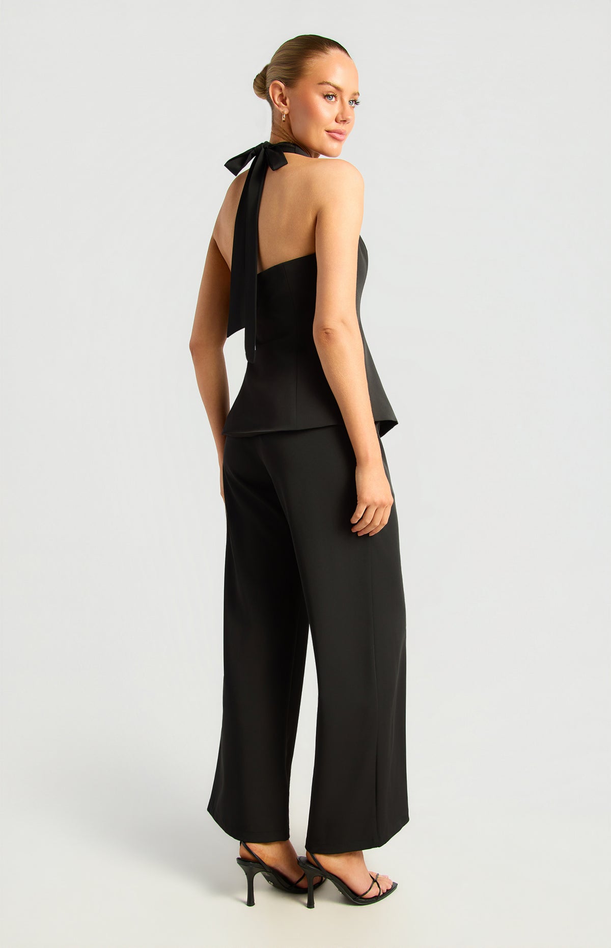 Jessy Halter Vest Top & Pants Set - Black