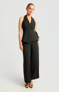 Jessy Halter Vest Top & Pants Set - Black