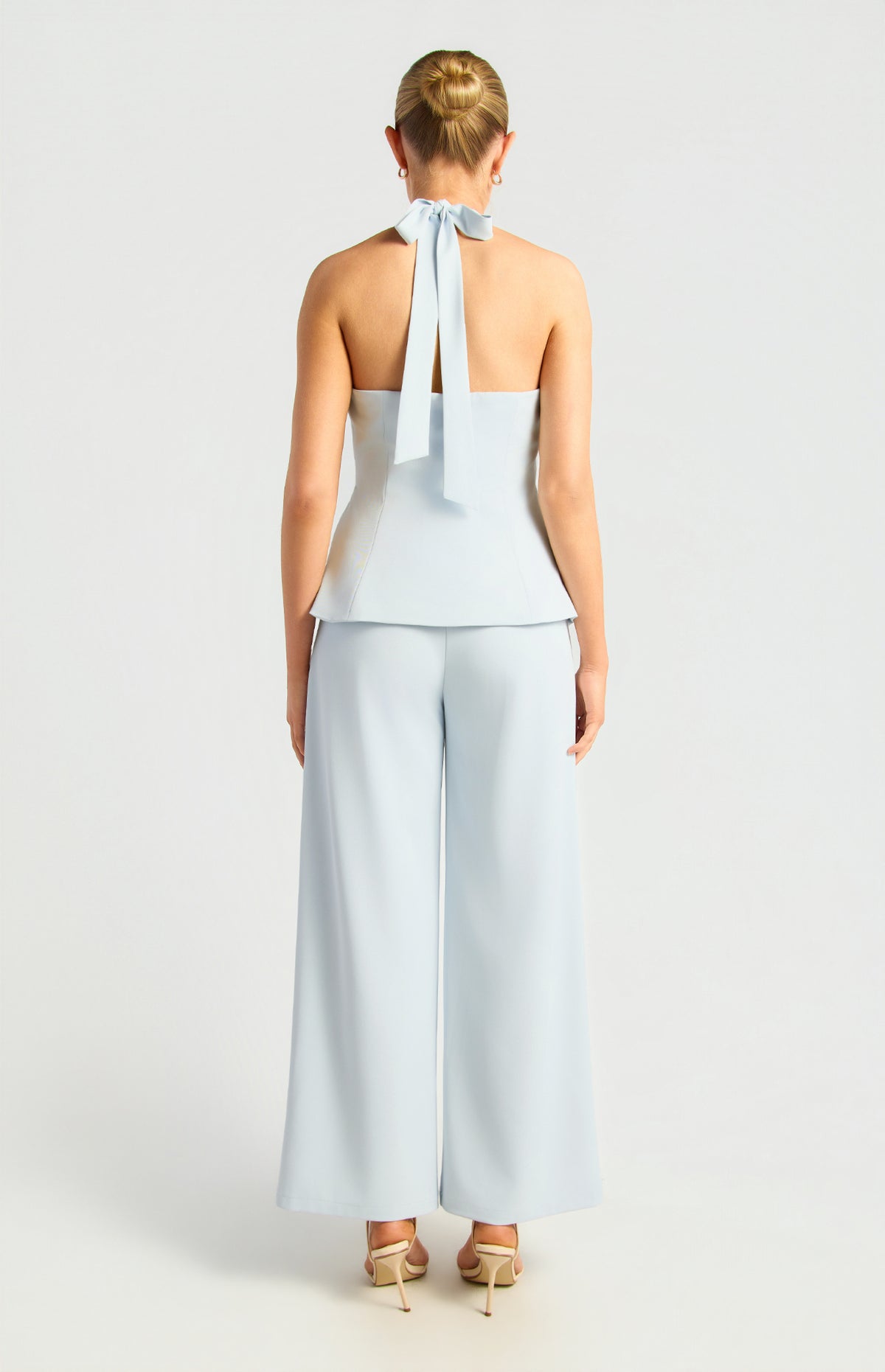 Jessy Halter Vest Top & Pants Set - Pale Blue