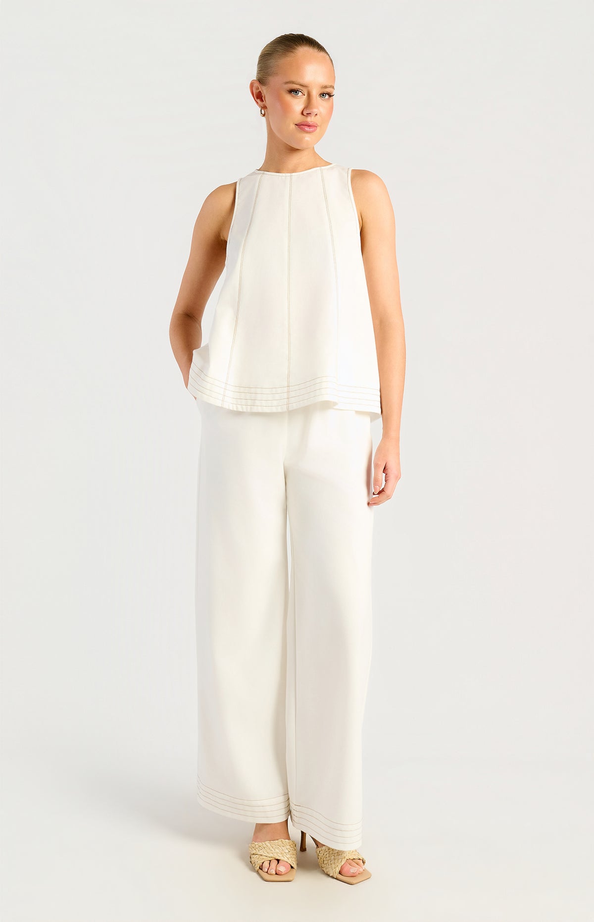 Kalaia Top & Pants Linen Set - White