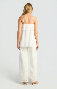 Zaeli Sheer Lace Top & Pants Set - White