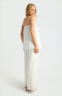 Zaeli Sheer Lace Top & Pants Set - White