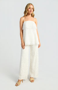 Zaeli Sheer Lace Top & Pants Set - White