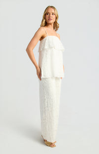 Zaeli Sheer Lace Top & Pants Set - White