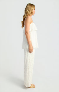 Zaeli Sheer Lace Top & Pants Set - White