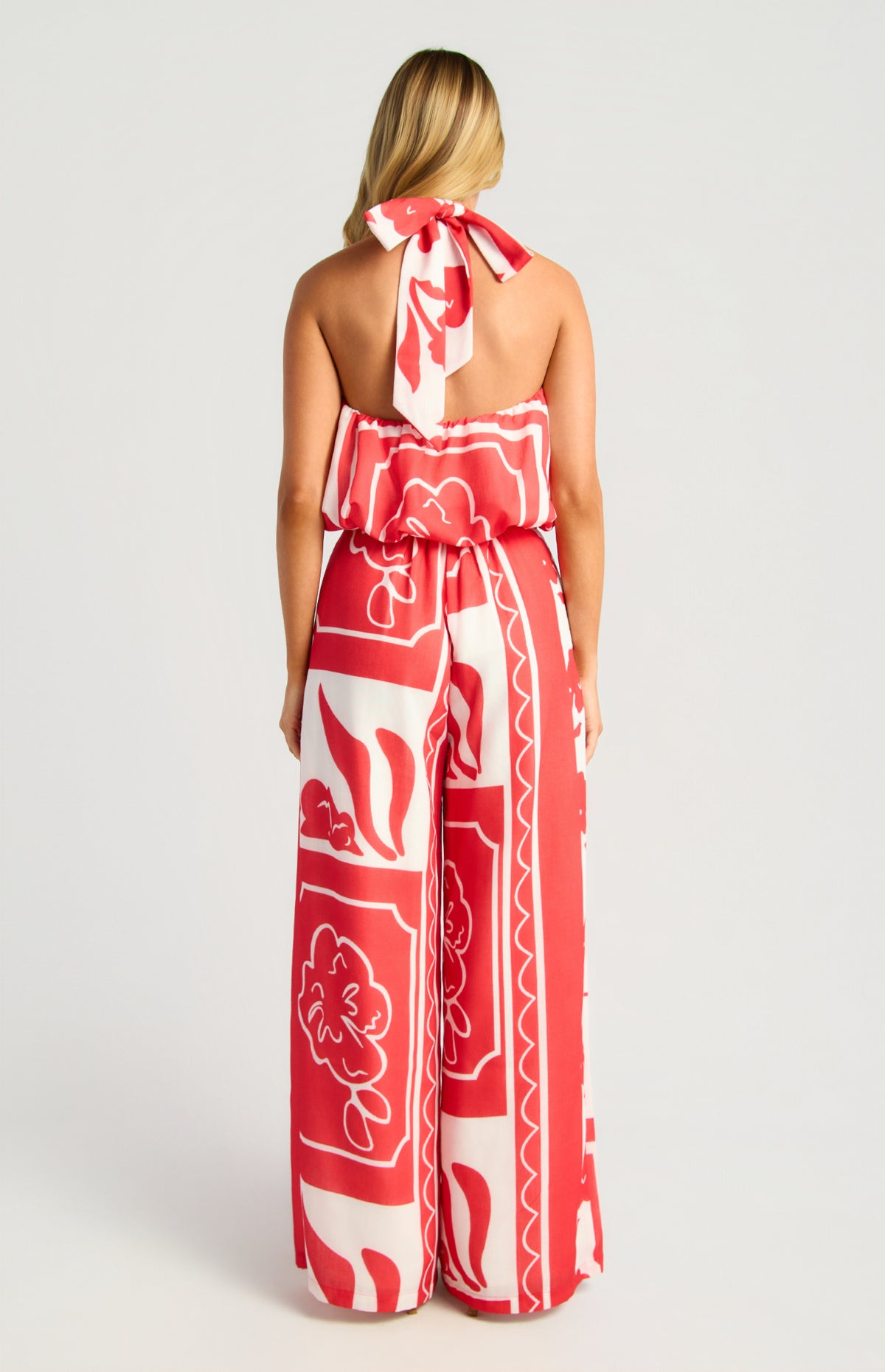 Almeida Halter Top & Pants Set - Red