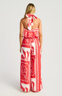 Almeida Halter Top & Pants Set - Red