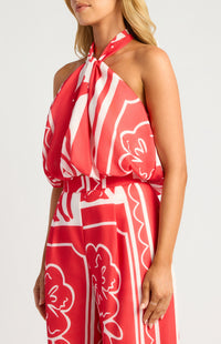 Almeida Halter Top & Pants Set - Red
