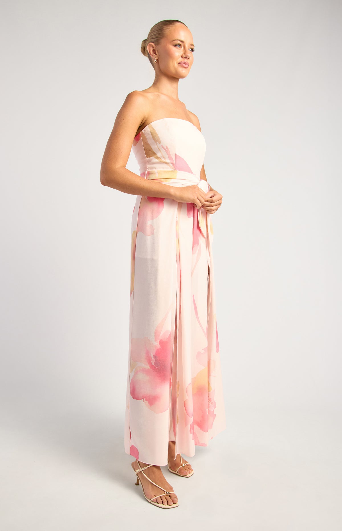 Felton Strapless Floral Jumpsuit - Pink