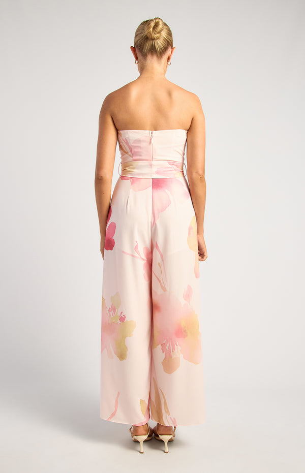 Felton Strapless Floral Jumpsuit - Pink