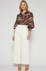 California Collared, Three Qtr Sleeves, Loose Fit Shirt - Chocolate