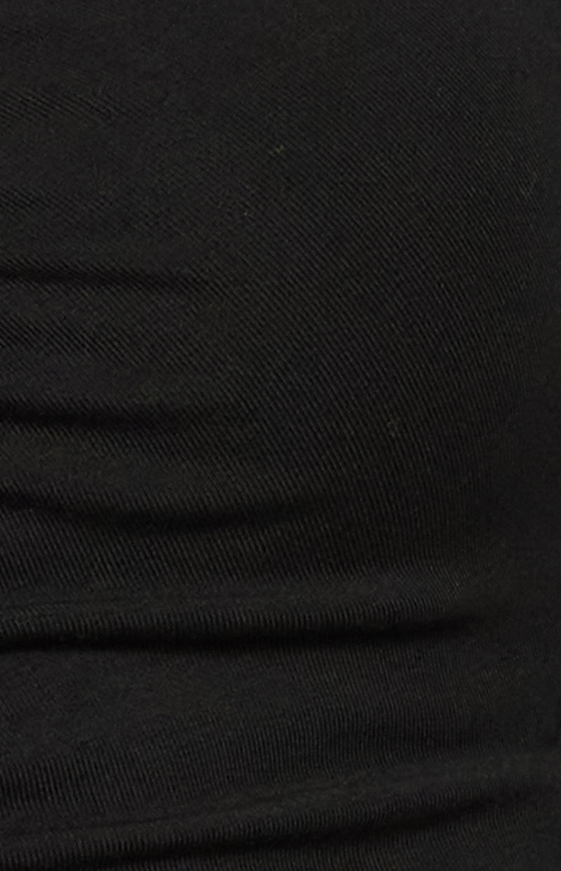 Jordyn Long Sleeve, V-Neck Fitted Top - Black