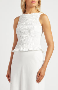 Cai Shirred Sleeveless - White