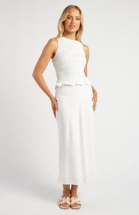 Cai Shirred Sleeveless - White