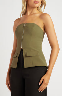 Regan Strapless Top - Olive