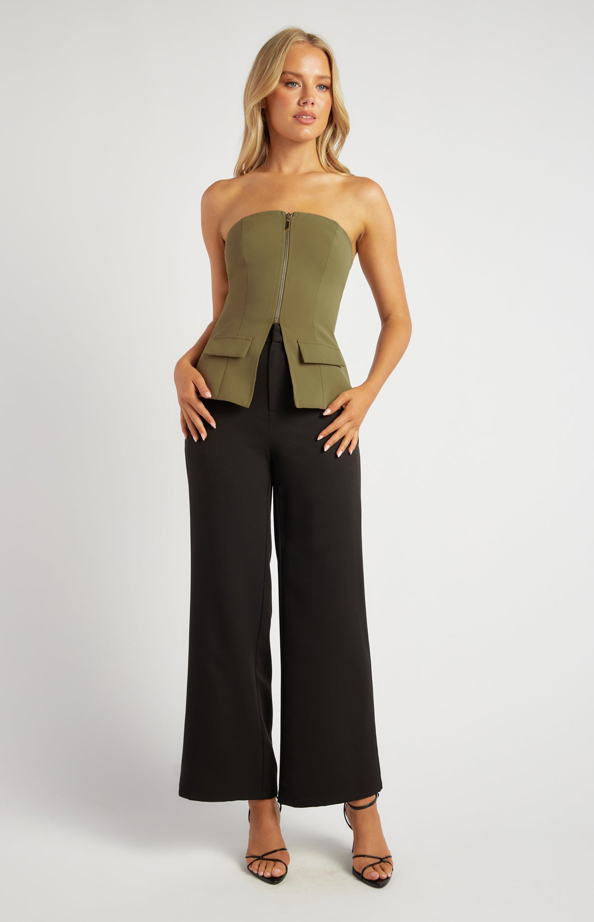 Regan Strapless Top - Olive