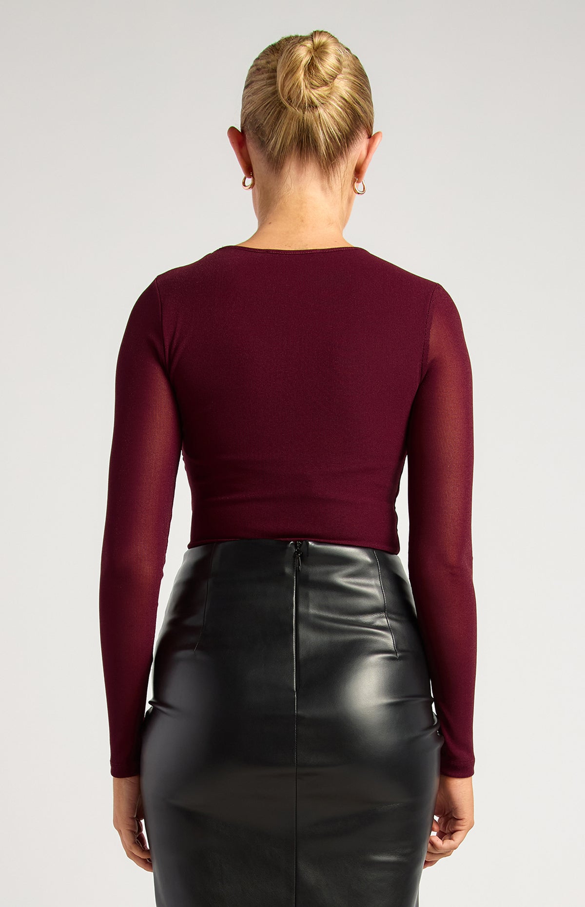 Rosemarie Sheer Long Sleeve - Dark Wine