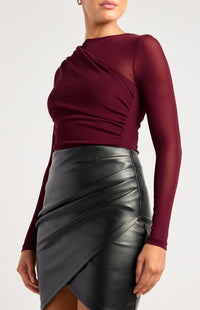 Rosemarie Sheer Long Sleeve - Dark Wine