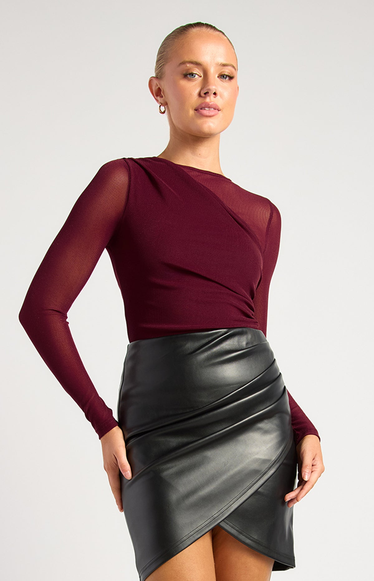 Rosemarie Sheer Long Sleeve - Dark Wine