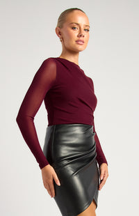 Rosemarie Sheer Long Sleeve - Dark Wine