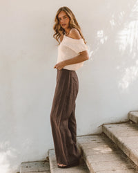 Susie Linen Wide Leg Pants - Brown