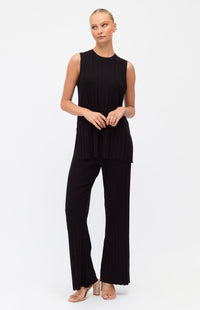 Meredith Sleeveless Top & Pants (Knit Set) - Black