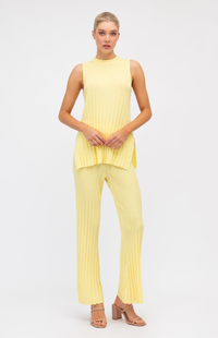 Meredith Sleeveless Top & High Waist Pants (Knit Set) - Lemon