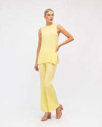 Meredith Sleeveless Top & High Waist Pants (Knit Set) - Lemon