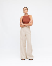 Susie Linen Wide Leg Pants - Oatmeal