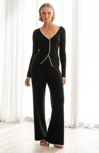 Candice Long Sleeve Top & Pants (Knit Set) - Black