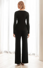 Candice Long Sleeve Top & Pants (Knit Set) - Black