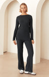 Alma Long Sleeve Top & Pants Knit Set - Charcoal