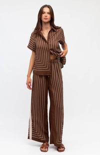 Kiana Shirt & Pants Set - Chocolate