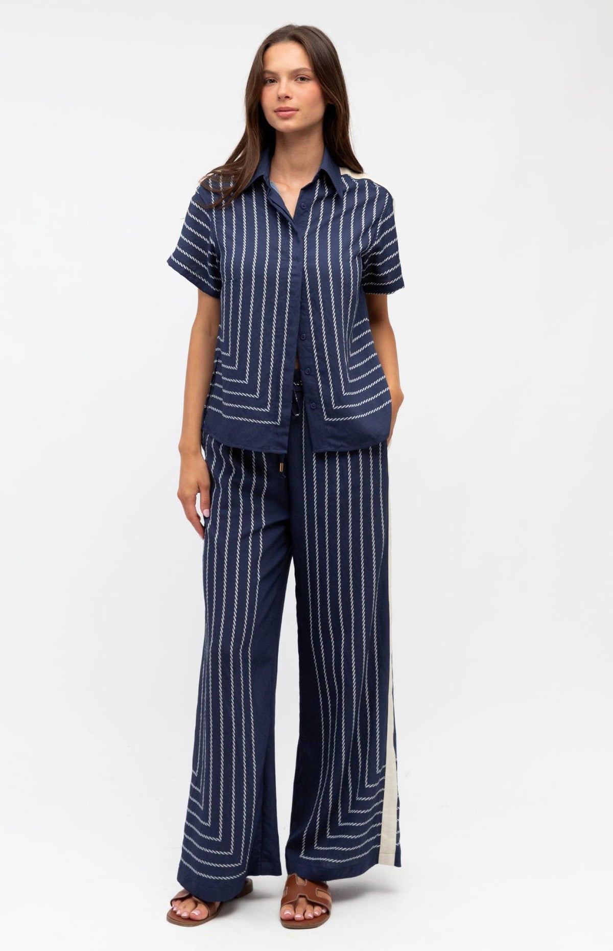 Kiana Shirt & Pants Set - Navy