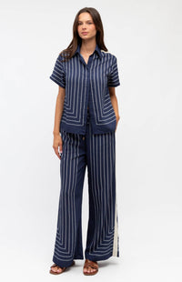 Kiana Shirt & Pants Set - Navy